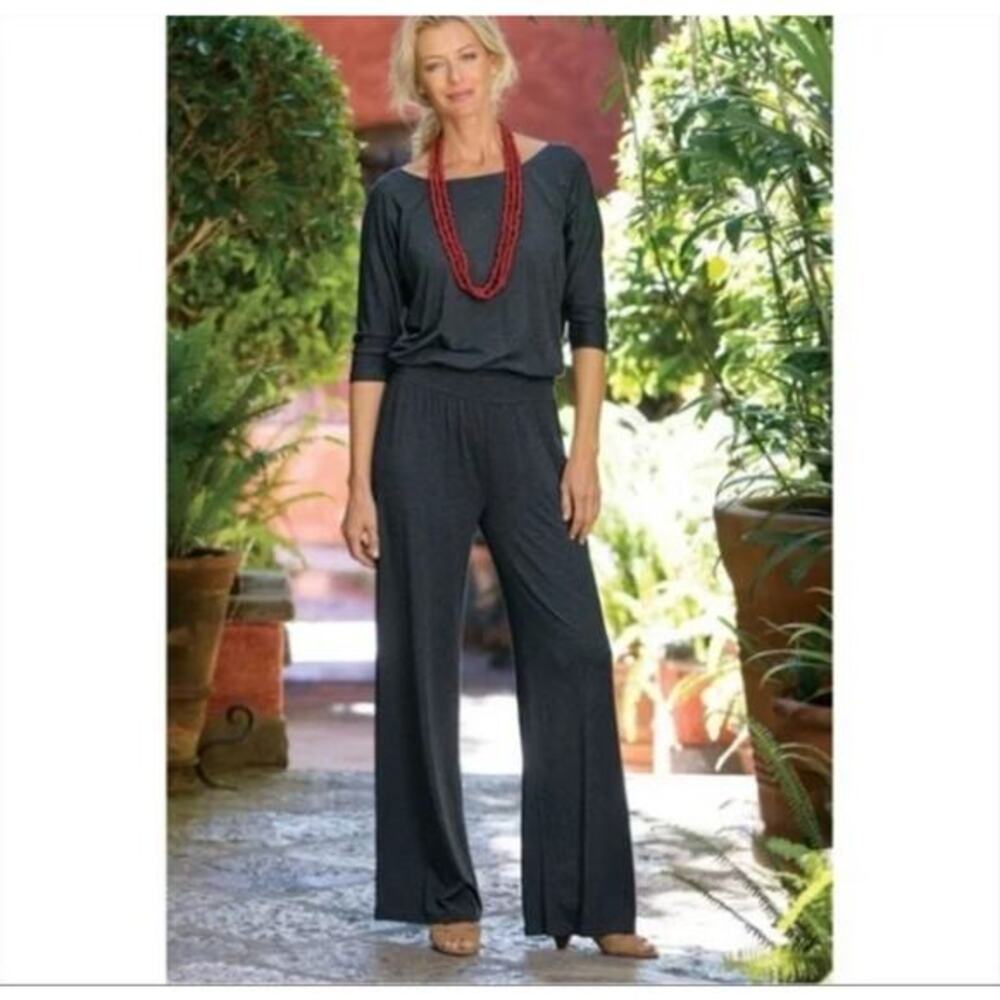 Soft Surroundings Talls Toujours Jersey Knit Wide Leg Jumpsuit Size Medium